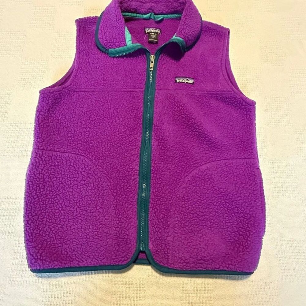 Vintage Kids Purple Patagonia Fleece Vest Size 14
